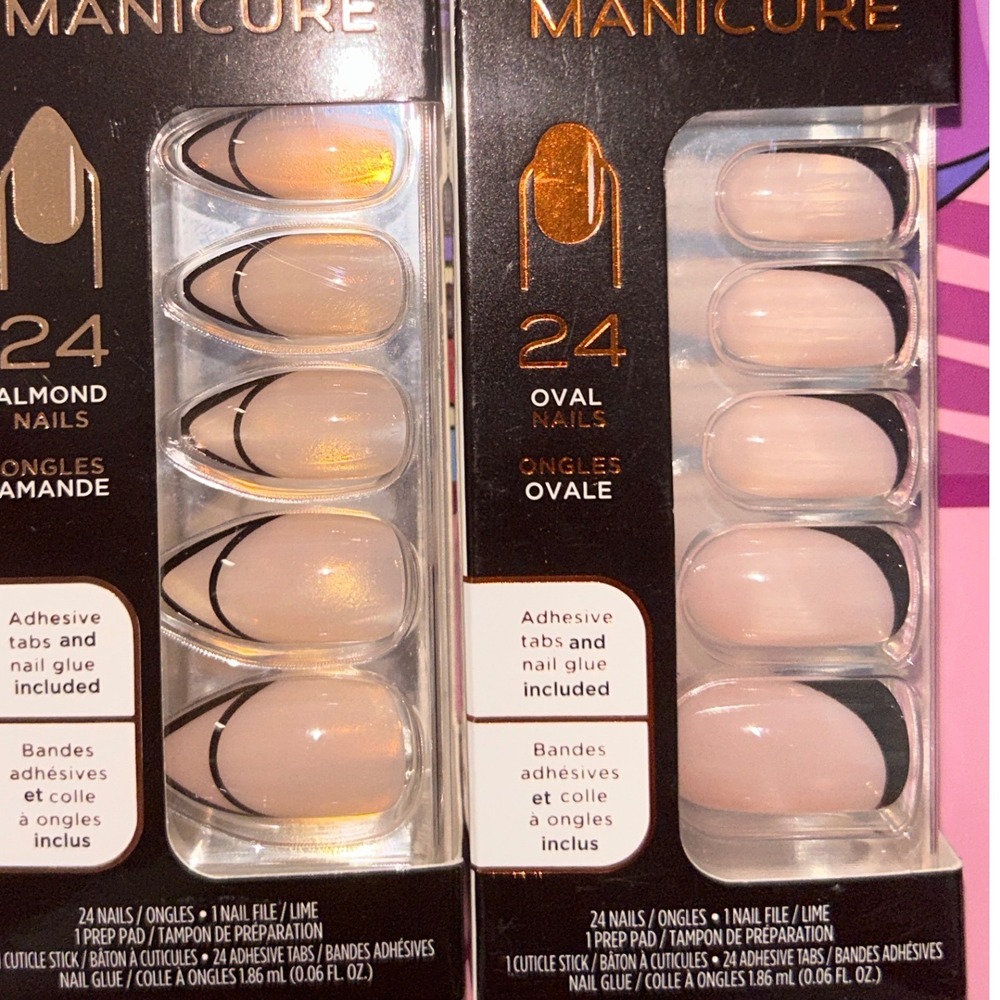 Sally Hansen Salon Perfect Manicure Almond & Oval Press-on Nails Black French